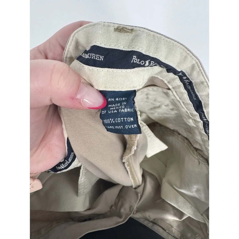 Polo Ralph Lauren Andrew Pants Mens Size 35x32 Khaki Vintage Baggy Pleated Chino